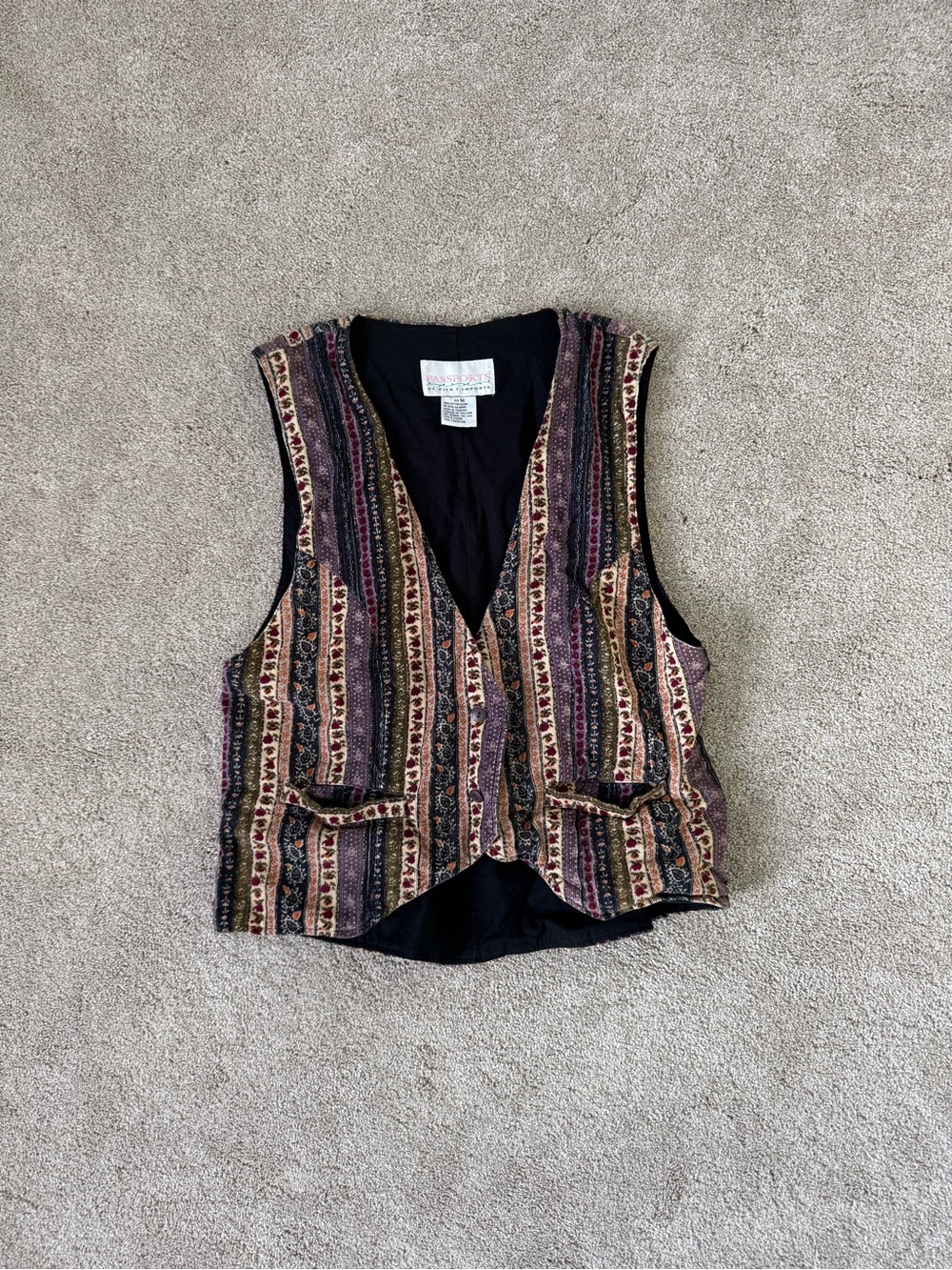 Passport Multicolor Striped Vest - Black Base